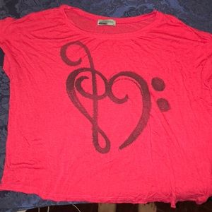 Pink heart music crop top.